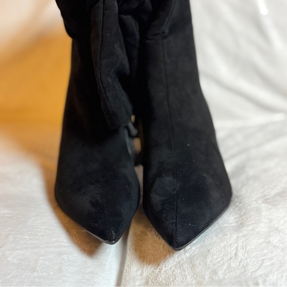 Time & Tru Women's Faux Suede Slouch Boots Kitten Heels Black Size 11W - NWT - Picture 3 of 8